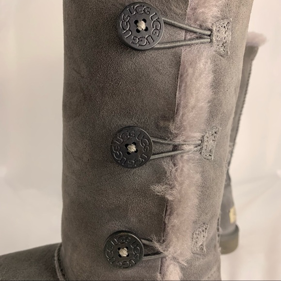 Ugg Bailey Button Gray Boots - Picture 4 of 6